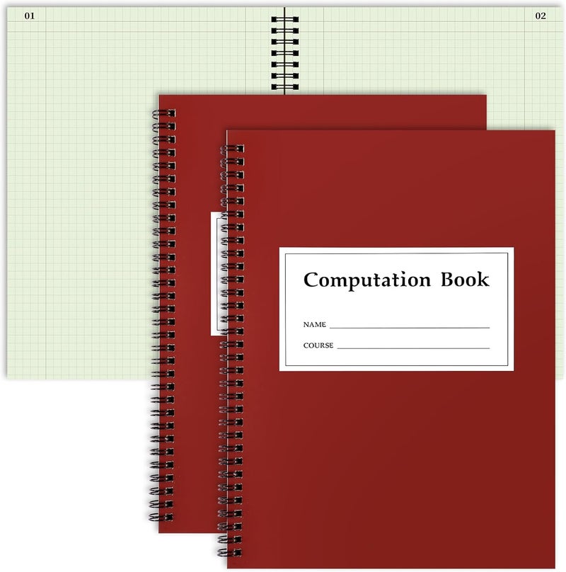 Fuyoooo 2 Pcs Computation Notebook Engineering Notebook for Drawings, Drafting, Planning, Engineering and Technical Applications, 4x4 Quad Ruled, 76 Sheets, 11-1/4 x 9-1/4 (Green) - Image 1